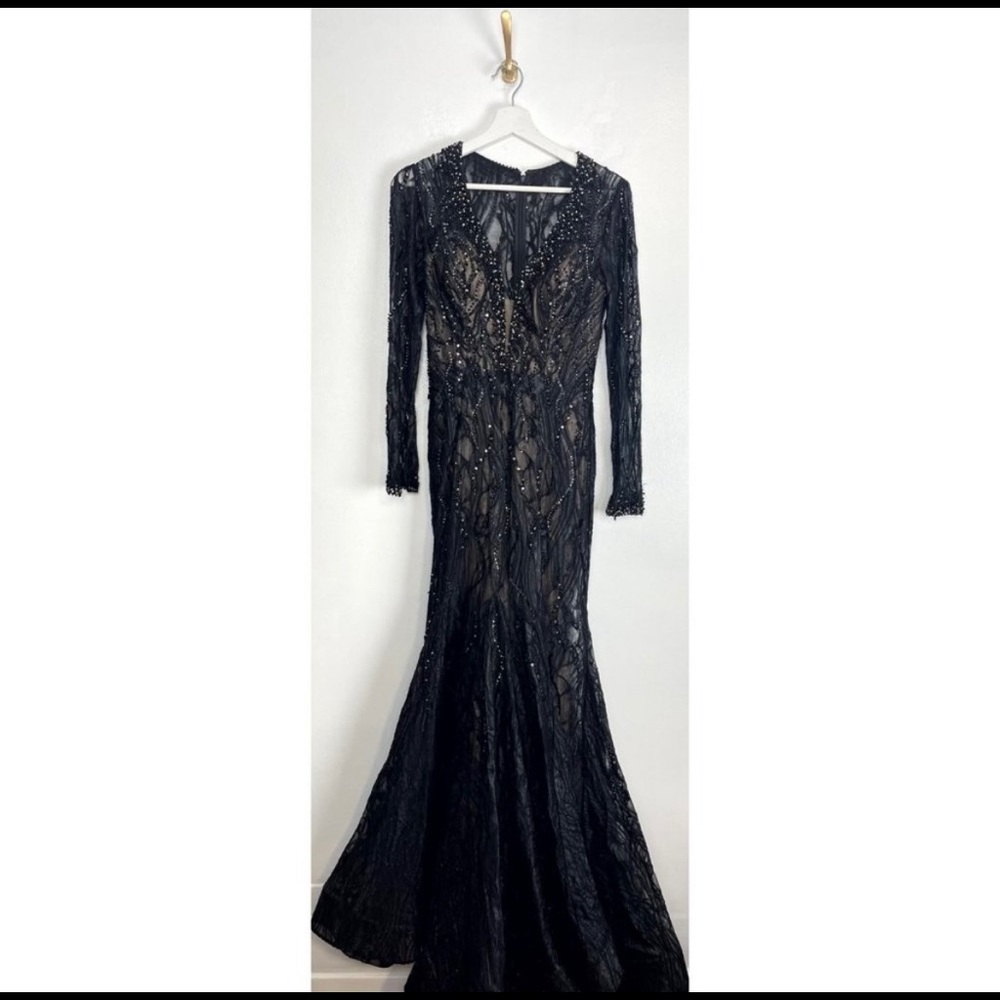 Mac duggal black beaded gown